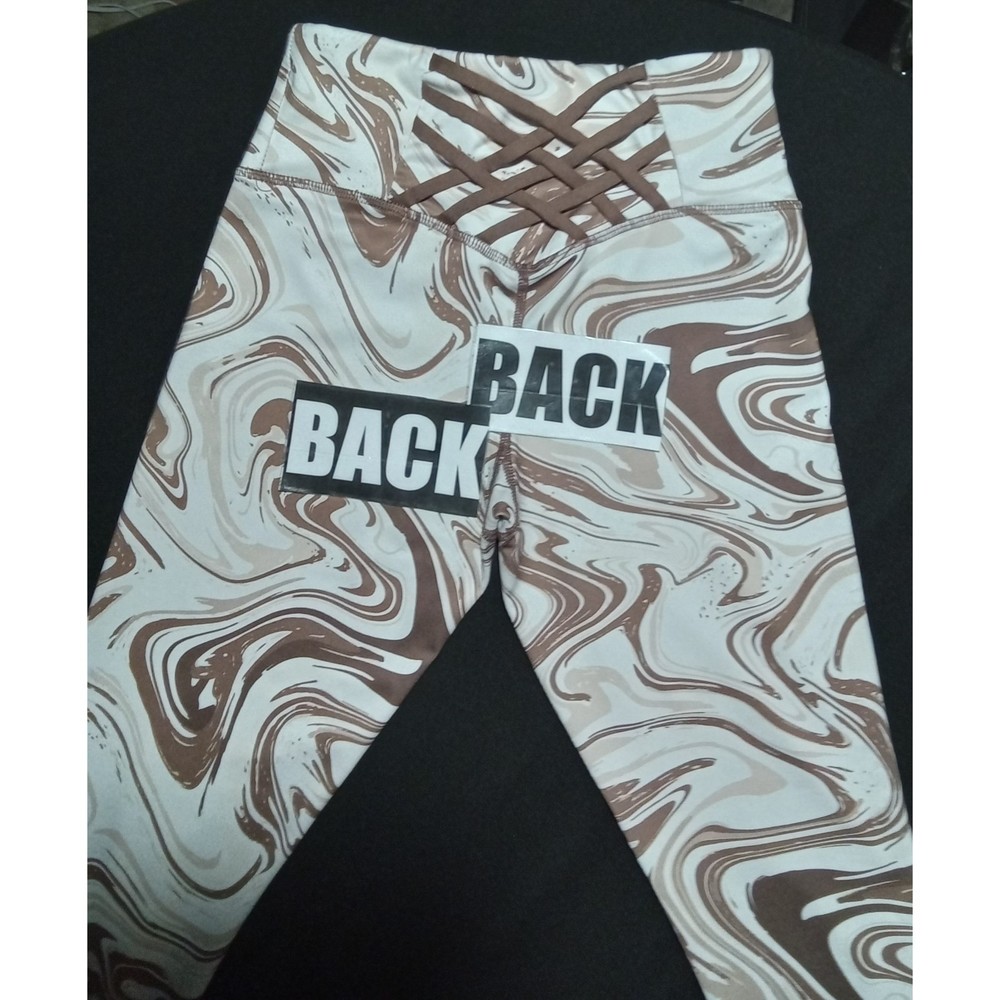 Caramel Cream Swirl Active Leggings w/Back Detail